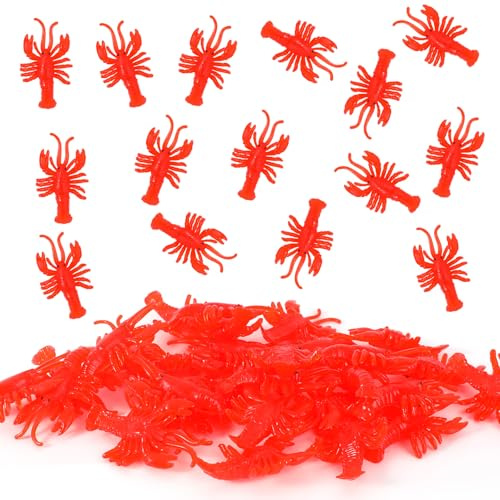 Goktvai 30pcs Mini Lobsters, Small Crawfish Figurines TPR Tiny Red Fake Lobster Claw Figures Miniature Ocean Animal Decorations Cute Crawfish Food Models for Aquarium Crafts Photo Props Party Favors