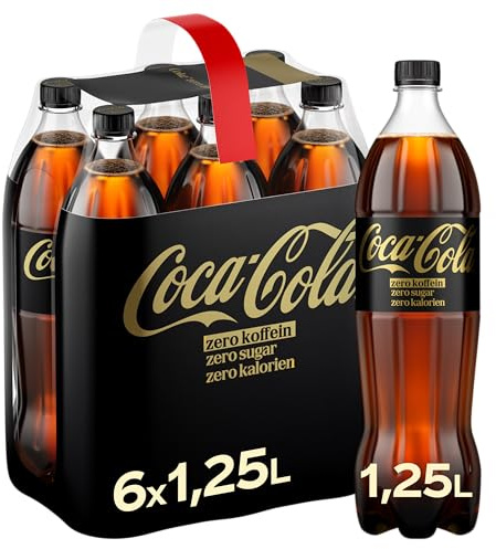 Coca-Cola zero sugar koffeinfrei Cola, Softdrink ohne Zucker, 6 x 1,25 l | Zuckerfreies, kalorienfreies Erfrischungsgetränk ohne Koffein