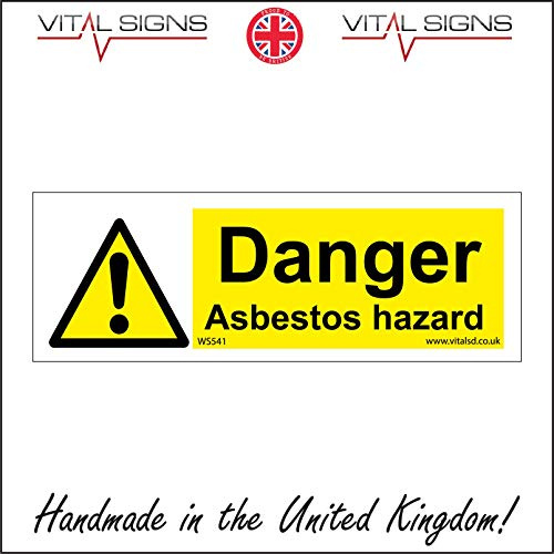 WS541 Warning Sign Danger Asbestos Hazard Signs 300mm x 100mm Magnetic - Vehicle Grade