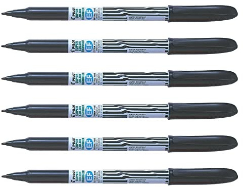 PILOT 6 Stück Permanent Marker SCAN EF Spitze extra feine Faser schwarz