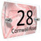 CS Printing House Number Sign Plaque Garden Glass Effect Acrylic Sign Door Plate Marble Wall Display 2 Part Branded Acrylic (Pink Marble)