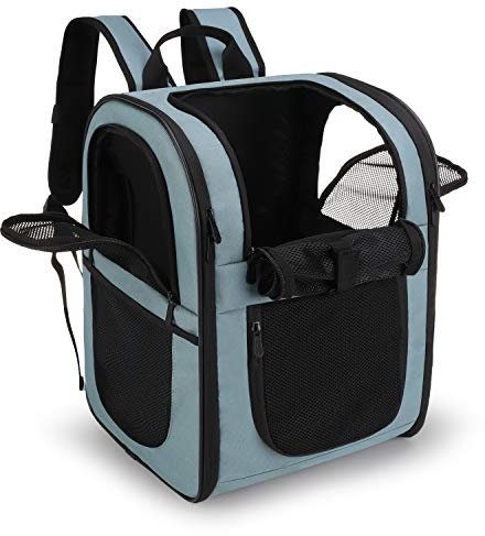APOLLO WALKER Pet Carrier Backpack for Small Cats and Dogs, Puppies, Two-Sided Entry, Safety Features and Cushion Back Support for Travel, Hiking, Outdoor Use (Blue)