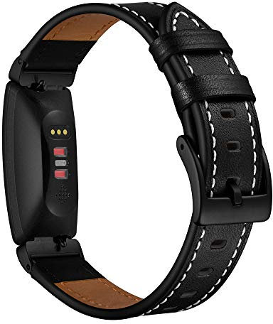 AISPORTS Kompatibel mit Fitbit Inspire Armband Leder Damen Herren Sport Smart Watch Ersatzarmband Armband Metallschnalle Armband Armband für Fitbit Inspire/Inspire HR Fitness Tracker Zubehör