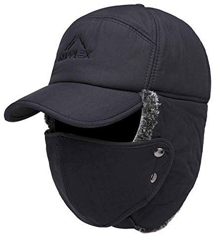 Yixda Wintermütze Warme Maske Winddicht Trapper Hut mit Ohrenklappen (Navy Blau)