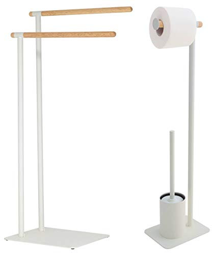 Sealskin Brix Set Conjunto Portarrollos con Portarrollos de Reserva Integrado y Toallero Independiente, Metal, Blanco