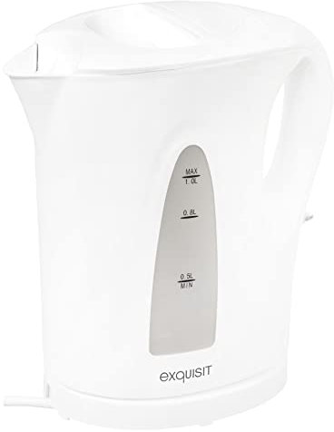 Exquisit Wasserkocher WK 3601 we | Teekocher | 1200 Watt | 1 Liter | Wasserkocher Kabellos | Weiß