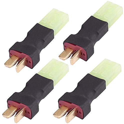 4 pcs No Wires Mini Tamiya Style Female Male Plug to Deans T Style Plug Female Male Adapter Wireless Connector for RC Drone Lipo Battery Charger ESC (mini tamiya female to T male)