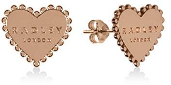Radley Ladies 18ct Rose Gold Plated Sterling Silver Stud Edge Heart Shape Earrings RYJ1126