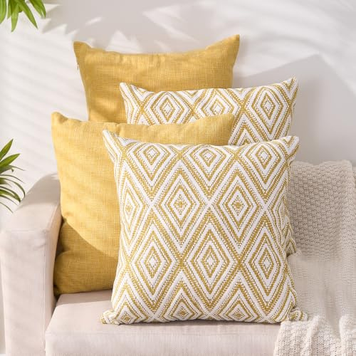 HPUK Dekorative Kissenbezüge, 4er-Set, Couchkissen, Akzentkissenbezug für Couch, Sofa, Wohnzimmer, 30,5 x 50,8 cm, Ocker