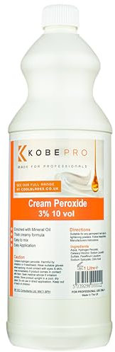 Kobe Cream Peroxide - Works with All Brands of Hair Bleach, Hair Colour / Tint & Lightening Powder - Choice of Strength & Pack Size - 1 Litre - 3% (10 vol)