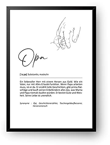 Postertech Definition Poster Opa | Geschenk Großvater DIN A4 ohne Rahmen | 350 g mattes Fotopapier | Wörterbuch-Stil | Wanddeko Wohnzimmer | Idee zum Geburtstag und Vatertag | Druck in Deutschland