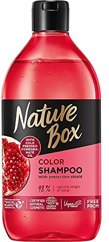 Nature Box Color-Shampoo (385 ml), natürliches Shampoo für coloriertes Haar, hergestellt mit kaltgepresstem Granatapfelöl, reinigt das Haar ohne zu beschweren, vegane Formel