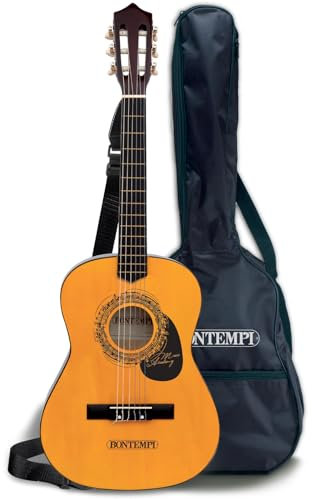 Bontempi | WoodHarmony - Klassische Holzgitarre 75 cm mit authentischer Musikabenteuertasche, Dunkelbraun
