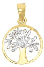 Amor Motivanhänger Unisex Damen Herren Anhänger, 1,9 cm, Bicolor, Lebensbaum, Kommt in Schmuck Geschenk Box,
