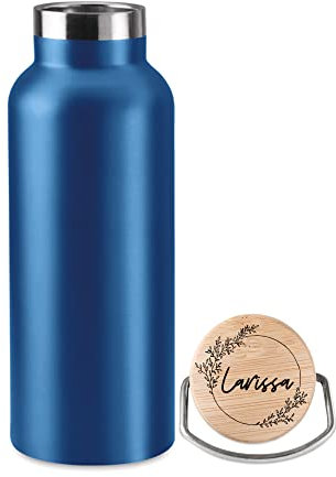 wunderwunsch - Personalisierte Trinkflasche Kinder - Robuste Kinder Trinkflasche Edelstahl - Individuelle Trinkflasche mit Namen 500ml - Personalisierte Geschenke für Kinder (Blau)