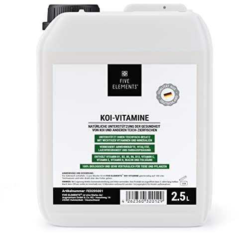FIVE ELEMENTS Koi-Vitamine | 2,5 l flüssig | wichtige Vitamine und Mineralien | verbessert Abwehrkräfte und Vitalität von Teich-Fischen