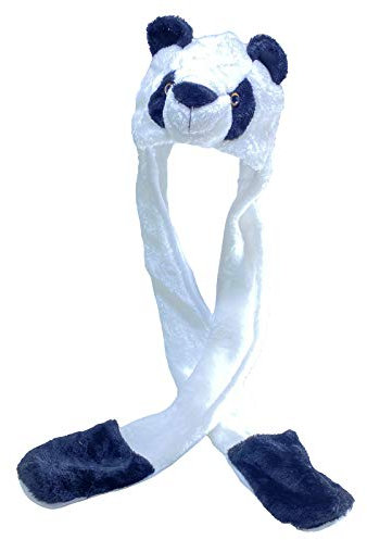 YLfly Plüsch Tier Mütze 3 in 1 Beanie mit langem Schal Fäustling Combo Full Pockets Ohr Cap Hoodie Handschuhe Weihnachten Halloween Party Kostüm, panda, M
