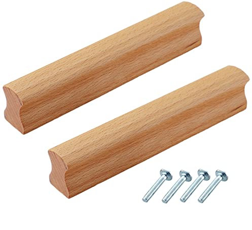YHBZ Massivholz Schubladengriff,Möbel Schrank Hardware,100mm Natürliche Eiche Zugknöpfe,für Küchenschrank,Schrank Türgriffe,2Stück Mit Schrauben,500mm/19.7in