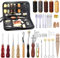 Leather Tools for Leather Working Professional,Leather Working Tools for Beginners,Leather Tools with Waxed Thread Stitching Groover Awl,Leather Sewing Kit and Leather Crafting Kit for Adults Gifts