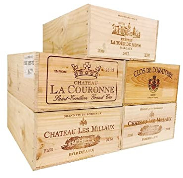 Pack of 3 - RECLAIMED 12 BOTTLE SIZE FRENCH WOODEN WINE CRATE BOX/HAMPER STORAGE