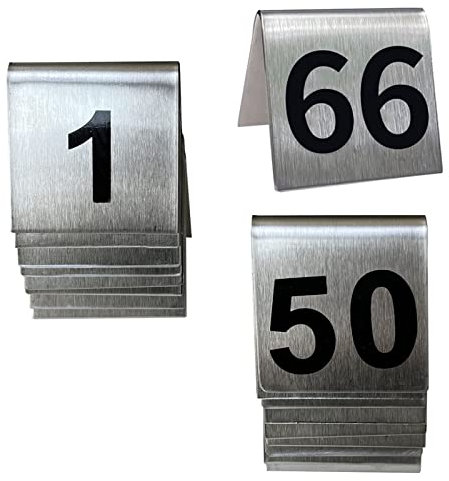 V3VOGUE Numero di Tavolo in Stile Tenda - Numeri da Tavolo in Acciaio Inox Ristorante Numero di Posto 1~50 1~100 Piatto Numero, per Matrimoni, Feste, Concorsi, Segnali da Tavolo