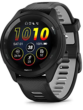 Garmin Forerunner 265 Smartwatch da corsa, display AMOLED colorato, metriche di allenamento e informazioni sul recupero, nero e grigio polvere (rinnovato)