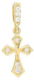 14 Karat Gelbgold CZ Zirkonia Simulierte Diamant Mini Religiöse Glaube Kreuz Schmuck Geschenke für Frauen, Metall, Zirkonia