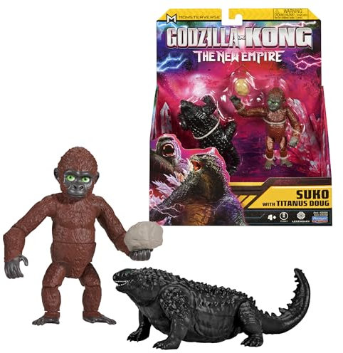 Godzilla x Kong: The New Empire, 6-Inch Suko and Titanus Doug Action Figure Toys, Iconic Collectable Movie Characters, Includes Signature Handheld Boulder, Toy Suitable for Ages 4 Years+
