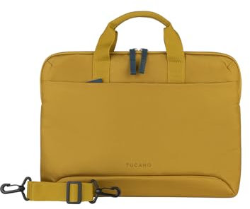 TUCANO – Smilza Sacoche en Nylon pour Ordinateur Portable 13/14 avec Rembourrage Absorbant Les Chocs et bandoulière Amovible 14 – Jaune