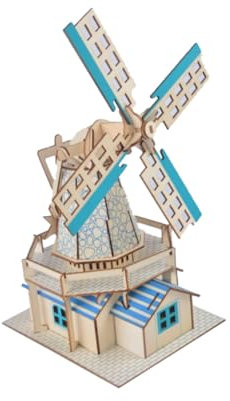 ibasenice Jouets Scie Sauteuse Jouet Énigmes 3D Tridimensionnel Moulin à Vent en Bois Les Jouets d'enfants