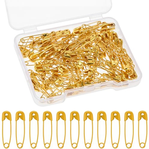 130 Stück Sicherheitsnadeln Klein, Gold Mini Sicherheitsnadeln für Kleidung Sicherheitsnadeln aus Metall für Kunsthandwerk Nähen und Schmuckherstellung(0.74inches)