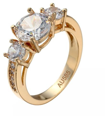 AMDXD Echte Goldschmuck Hochzeitsring Gelbgold 14K Au585, Klassisch Simple Ring Freundschaftsringe, 585 Gold Moissanit Pärchen Ringe, Gr.63 (20.1)
