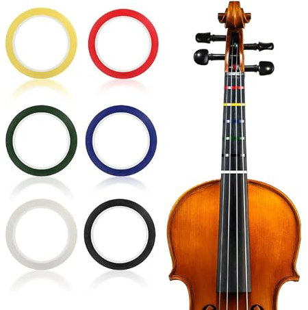 6 Farben Geigen-Griffbrett-Aufkleber, Selbstklebendes Grafikband, Raster-Klebeband, Griffbrett-Griffband für Anfänger, Violin Tape Griffbrett, Geeignet für Violine, Cello, Gitarre, Ukulele, etc