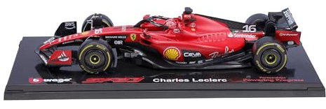 Bburago - 1/18 Ferrari - SF 2023 Formula 1 Deluxe - con Casco #Leclerc Veicolo Ferrari Edition Deluxe in metallo su scala 1/18 con Casco Pilota Leclerc