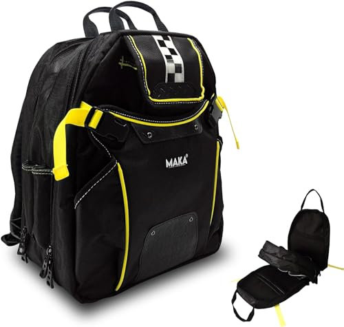 MAKA Zaino Porta Attrezzi da Lavoro, 51 Scomparti, 40L, Porta fino a 20kg, Clip Incastro, Piedi in Gomma Antiscivolo, Impermeabile agli Schizzi, Traspirante, Zaino Borsa Attrezzi Elettricista