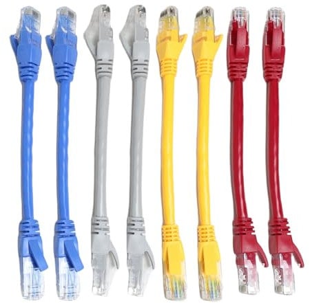 Aeipou 8 Pack Short Cat6 Ethernet Patch Cables - 0.5ft/15cm, 10Gbps, 1000Mbps High Speed Internet Network Cables with RJ45 Connectors for Router, Switch, Modem, Server - Mixed Color