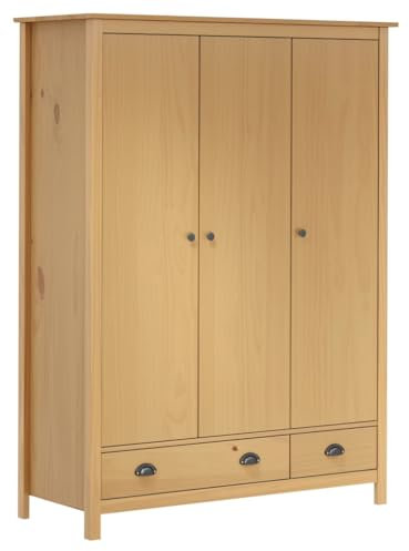 Willood Kleiderschrank mit 3 Türen Hill 127x50x170cm Massivholz Kiefer Garderobenschrank Holzschrank Schrank Schlafzimmerschrank