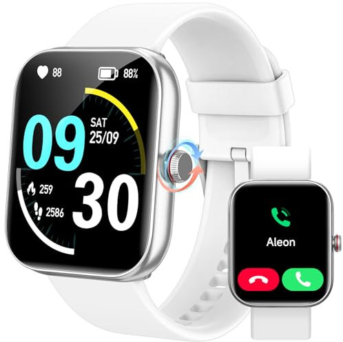 Smart Watch for Men Women, Answer/Make Calls,[1.91HD Screen] Smart Watches for iPhone/Samsung/Android, Alexa Built-in,Fitness Watch with Heart Rate Sleep SpO2 Monitor,IP68 Waterproof-White