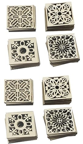 Hohopeti 60 Stk die chinesen scrabook Holzstücke dekoration dekoring verkleidung decor retro styles Vorstellung scrapbbok quadratischer Rahmen errötendes Dekor bling dekor Hölzern
