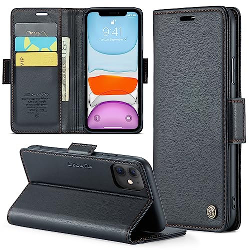 Phernykas for iPhone 11 Wallet Case with Card Holder, Kickstand RFID Blocking Magnetic Closure Shockproof Protective PU Leather Case for iPhone 11 Flip Case Wallet - Black