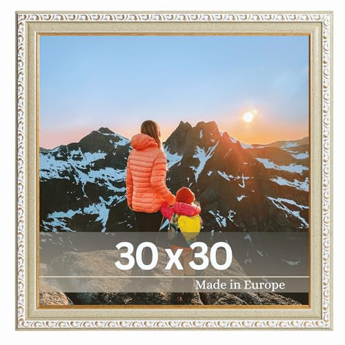 Victor antiker kunstvoller Fotorahmen „Chagall“ in Beige Gold 30x30 cm Deko Bilderrahmen Vintage geeignet für Urkunden Quadratisch