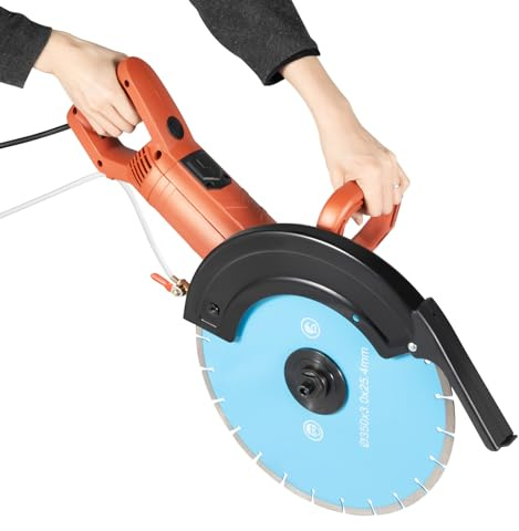 MINRS Betonsäge Elektrische Steinsäge 3000W Betontrennsäge 350 mm Scheibendurchmesser 3800r/min Nass-/Trocken Steinschneidemaschine für Materialien wie Stahl, Marmor, Granit, Zement, Holz