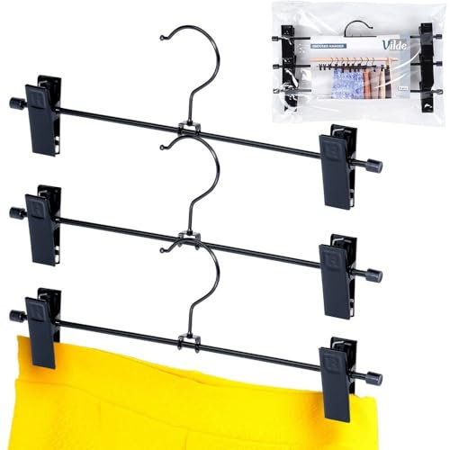 Lot de 3 cintres en métal avec pinces - Noir