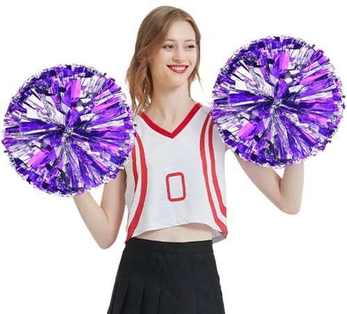 Cheerleader-Pompons, glänzende Pompons für Mädchen 2 Stück | Entzückende Cheerleader-Pom-Poms-Handblumen für Kinder und Erwachsene, Tanz, Sport, Cheer-Kostüm