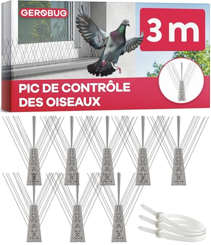 Gerobug Taubenabwehr-Spikes Edelstahl mit transparenter Basis – Effektiver Taubenschutz für Balkon, Dachbalken und Dachrinne – Vogelabwehr-Spikes, Vogelschutz, Spatzenabwehr