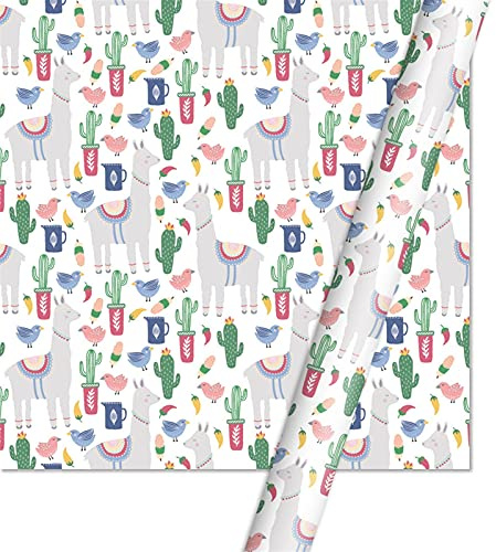 Geschenkpapier, 10 Stück Kaktus-Alpaka-Druck-Cartoon-Bastelpapiere Geschenkpapierrolle(N3)