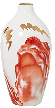 JARRÓN CERÁMICA BLANCO/SALMÓN/ORO °10X20CM