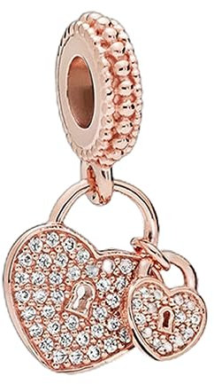 Amieween Argento Sterling 925 Charm per donne bracciali collana oro rosa lucchetto e chiave ciondoli ciondolo 5A cubico Zirconia regalo di San Valentino ciondoli per le donne