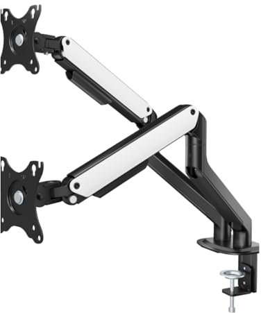 Support TV de table – Support double écran pour écrans de 17 à 32 pouces, support de bureau double écran réglable en hauteur avec ressorts mécaniques, capacité de charge jusqu'à 9kg par bras(Black)