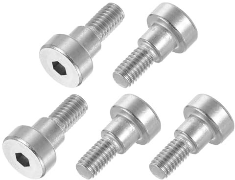 QUARKZMAN 6Pcs Tornillos Hombro Acero Inoxidable 304 Diámetro Hombro 8mm Longitud Hombro 6mm Roscado M6 Tornillos Hombro Con Cabeza Hexagonal Para Textiles Hidráulicas Moldeo Por Inyección